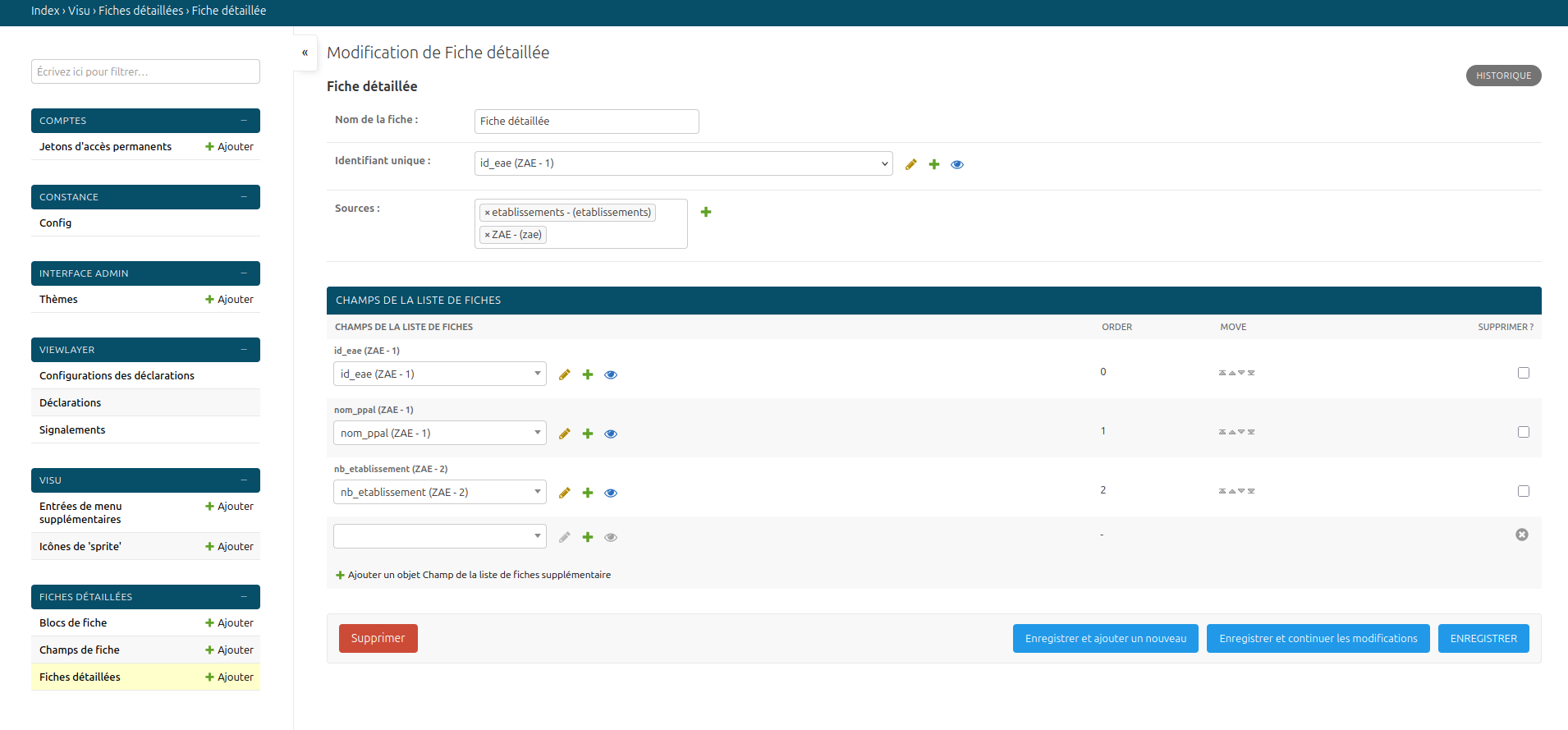 Modification de fiche détaillée
